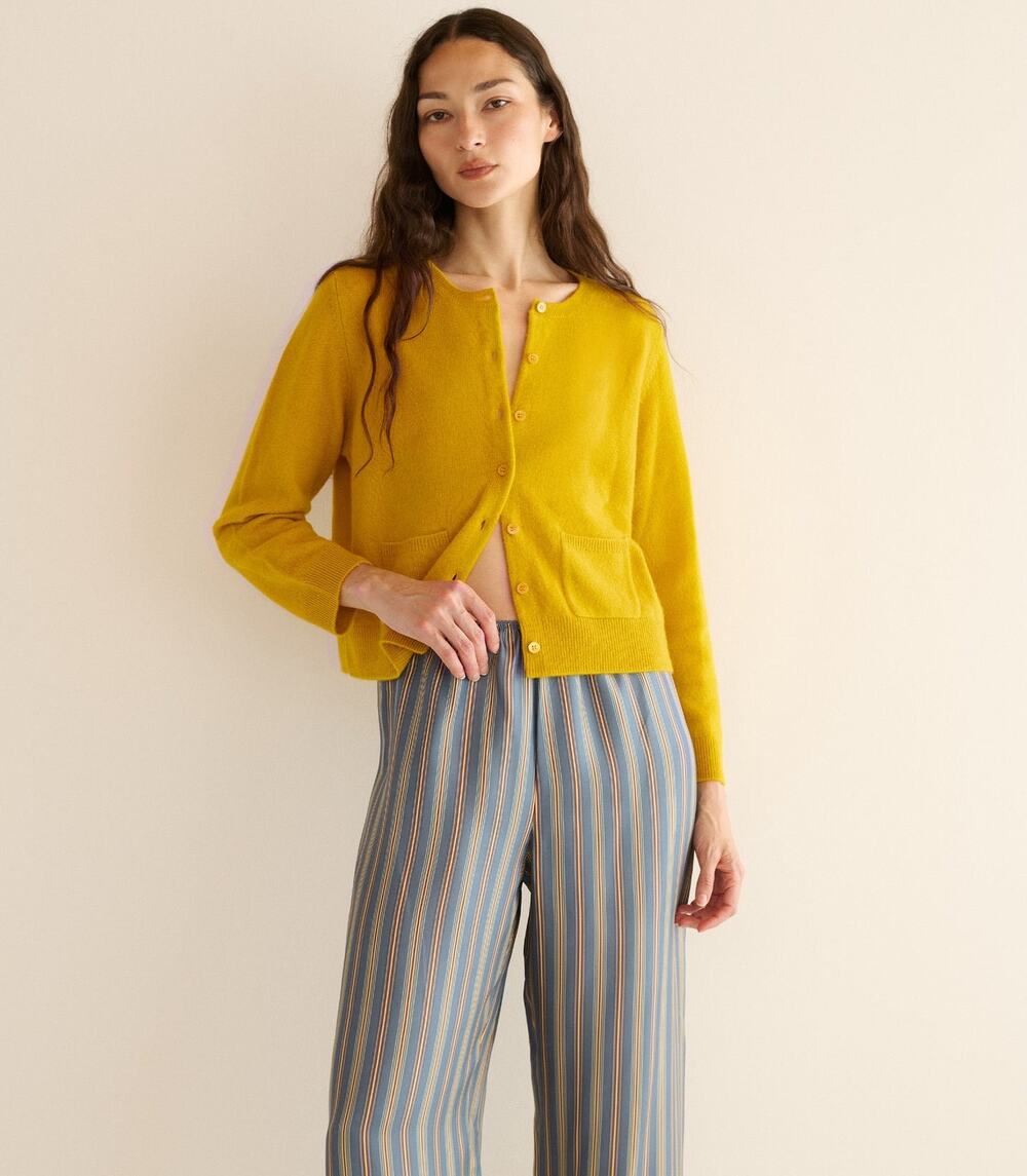 Doen Freya cashmere Cardigan Citrine Knit Sweater Small